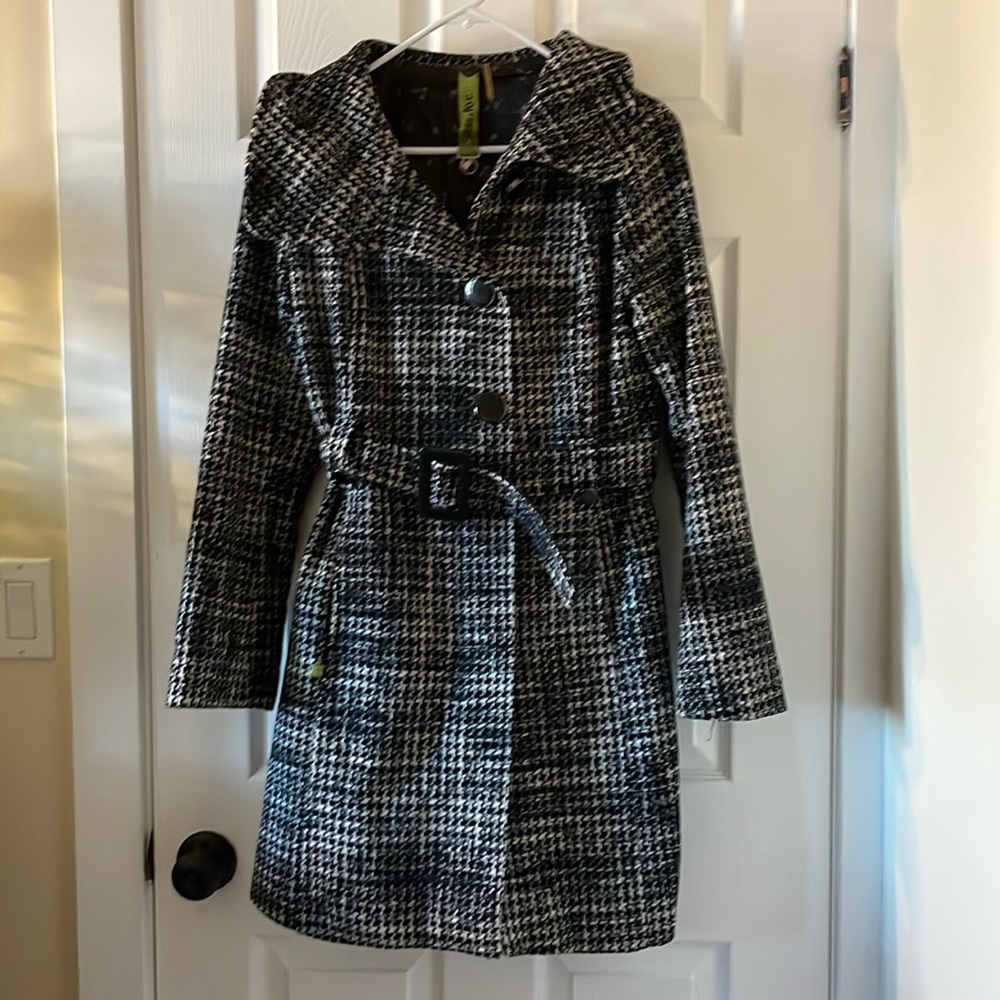 Soia and Kyo houndstooth wool peacoat overcoat jacket coat